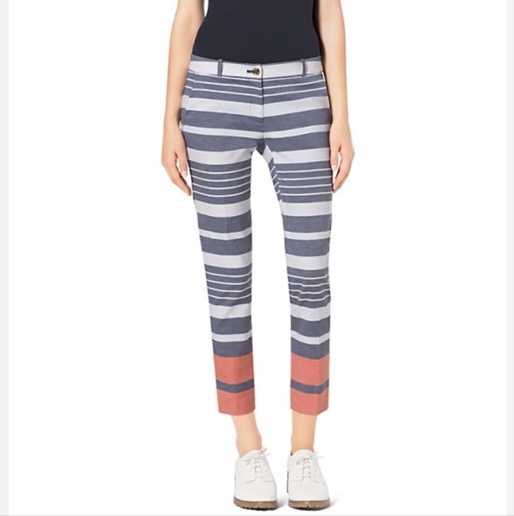 Michael Kors Blue & Orange Striped Stretch Boat Summer Pants Size 6